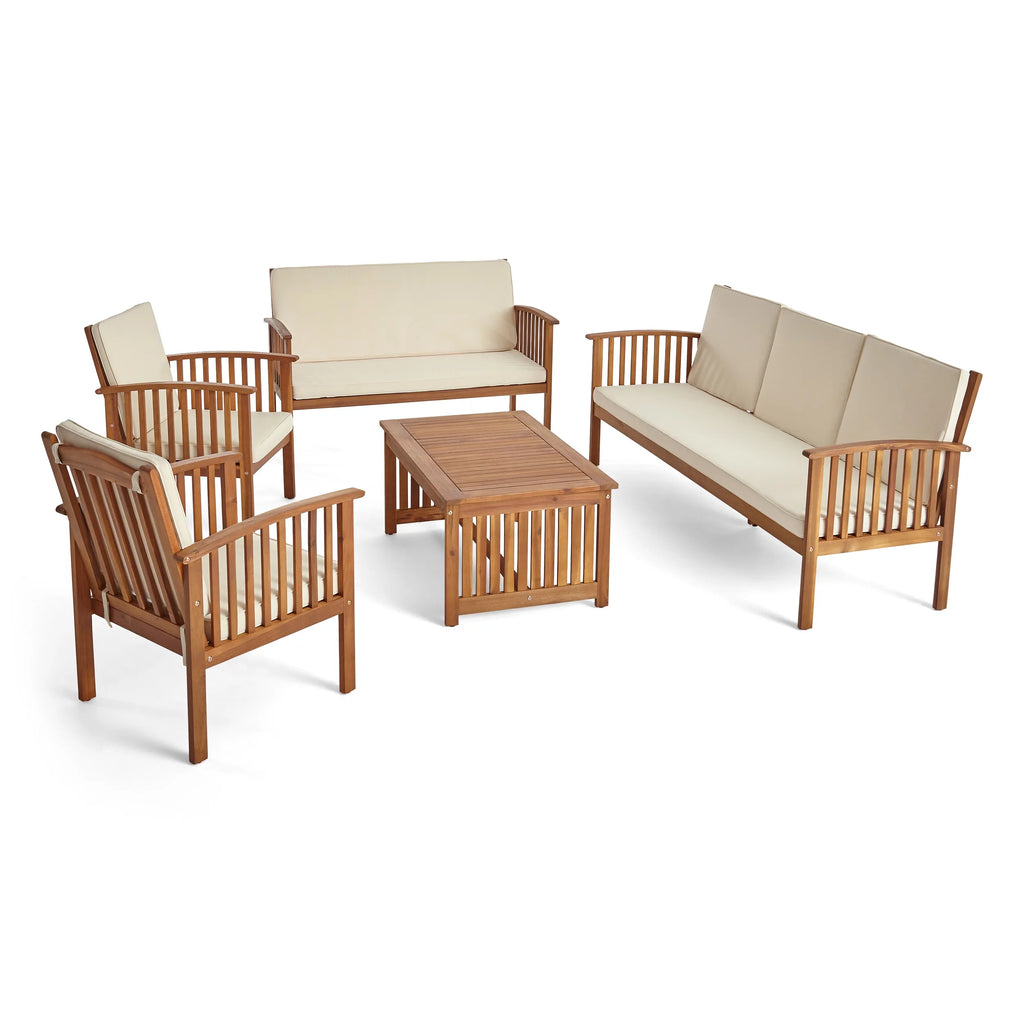 5 Piece Acacia Wood Outdoor Conversational Set V466704