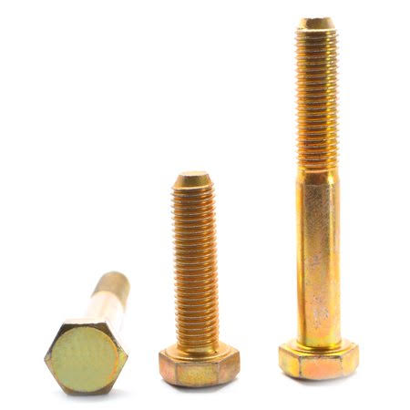 5/8 inch-11 x 1 1/2 inch Coarse Thread Grade 8 Hex Cap Screw Alloy Steel Yellow Zinc Plated Pk 100 G354932
