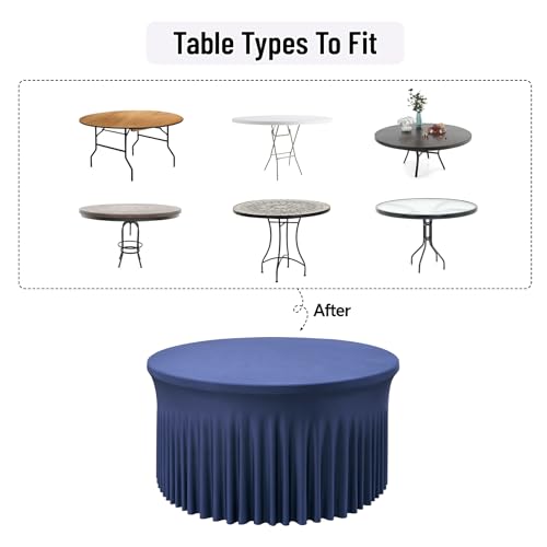 6 Pack 5FT Round Black Stretchable Spandex Tablecloth I149