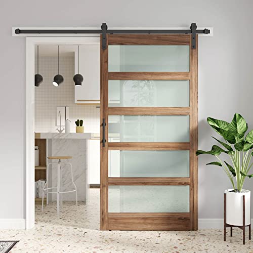 36 x 84 inch Frosted Glass Barn Door with Hardware Kit X302910