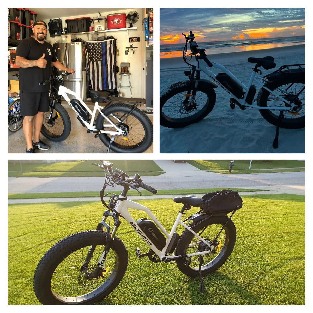 Electric Mountain Bike 750W 48V 13AH Removable Lithium Battery 26" 4.0 inch Fat Tire White R7189