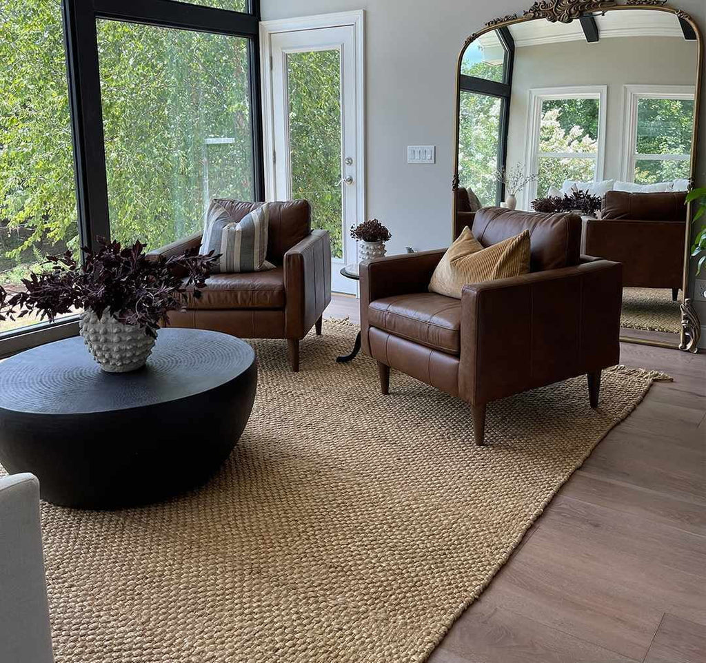Beige 2' x 3' Jute Area Rug Q698