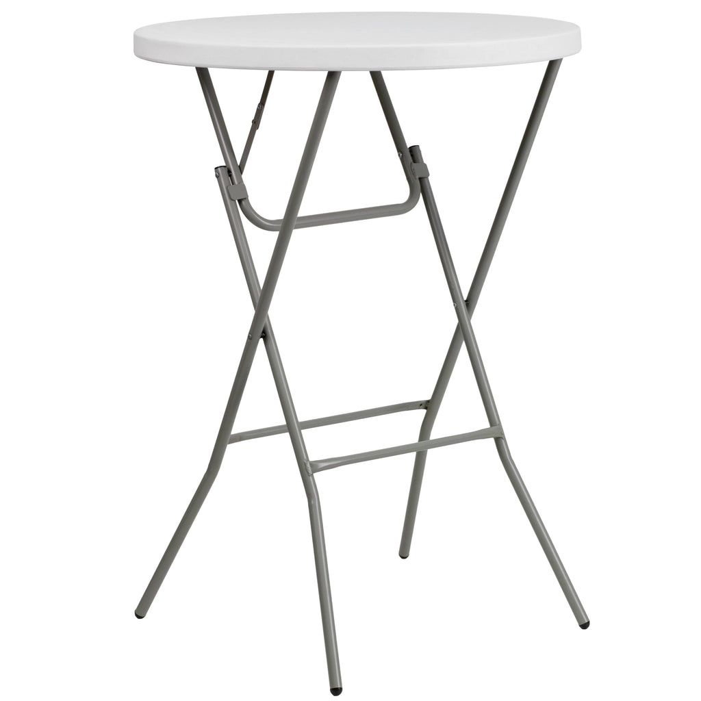 32-Inch Round Granite White Plastic Bar Height Folding Table Y5266