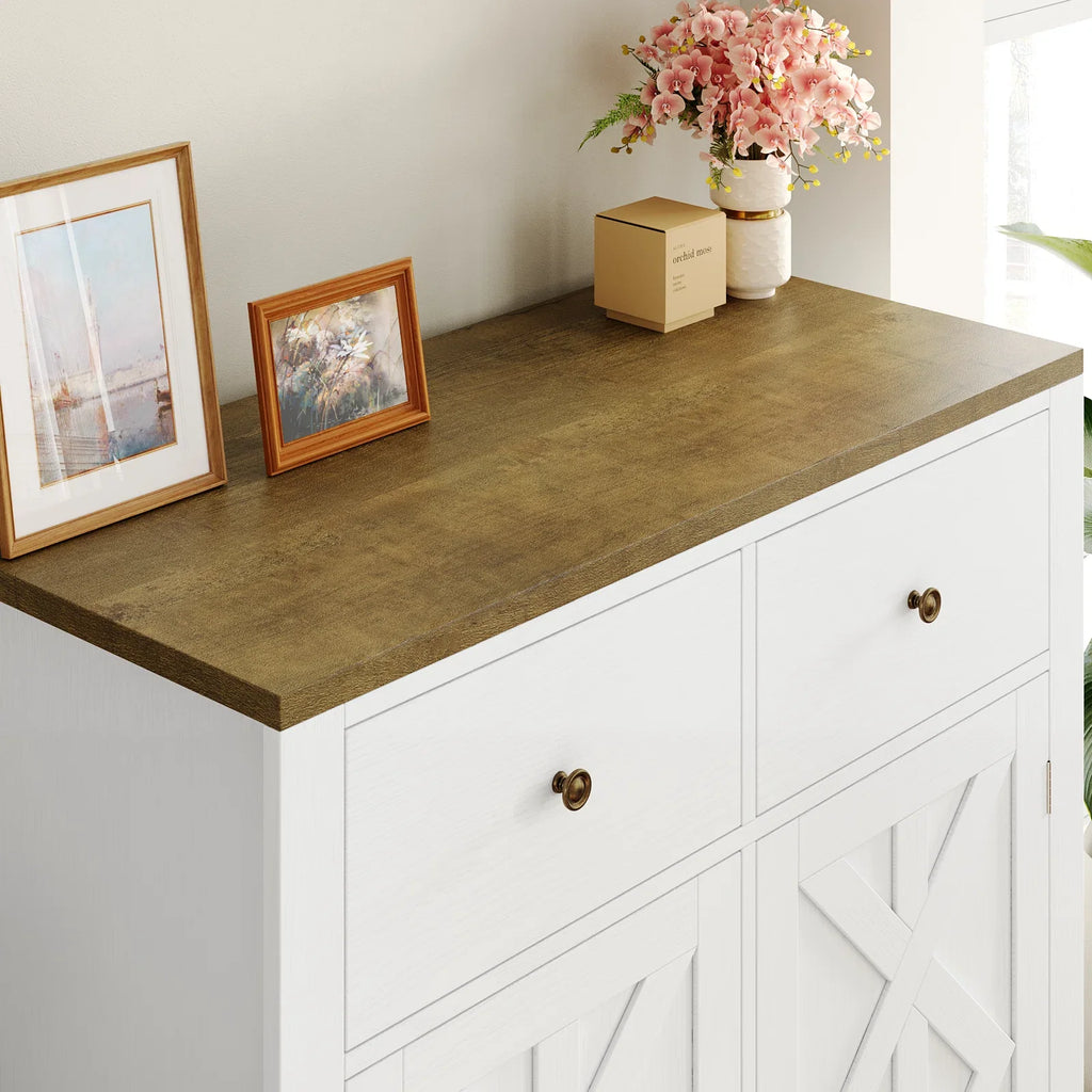 White 2 Drawer 2 Door Accent Cabinet D5877
