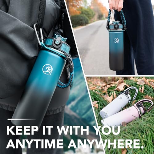 24oz Stainless Steel Insulated Water Bottle with 2 Lids G7019