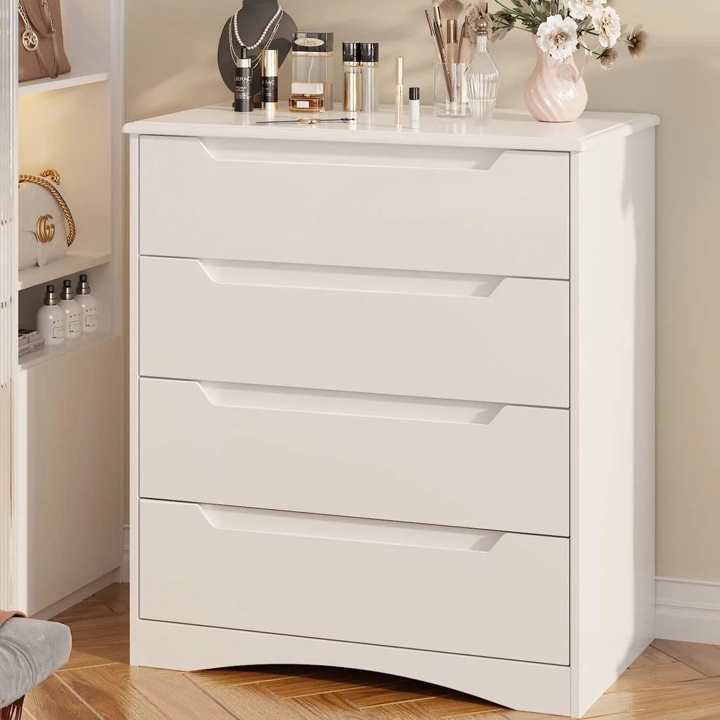 White 5 Drawer Dresser with Cutout Handles A942182