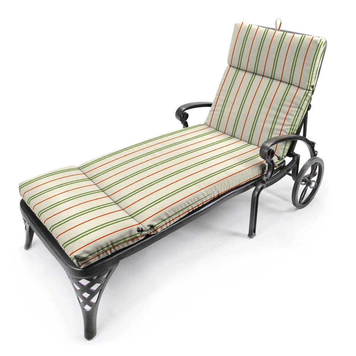 Grey Stripe Rectangular Outdoor Chaise Lounge Cushion with Ties P5836