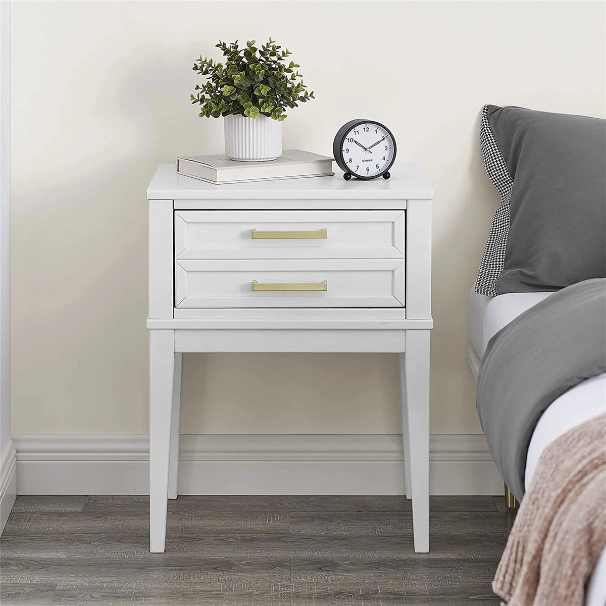 Mid Century Modern 2 Drawer Solid Wood Nightstand Z58995