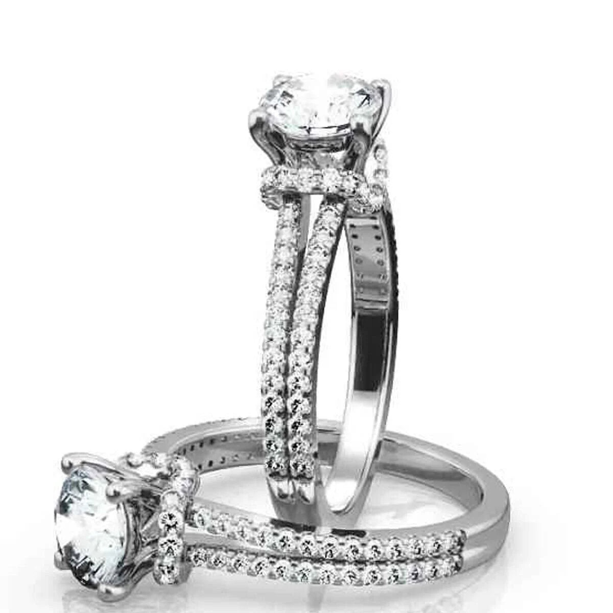 18K White Gold Plated Moissanite Engagement Ring X21994