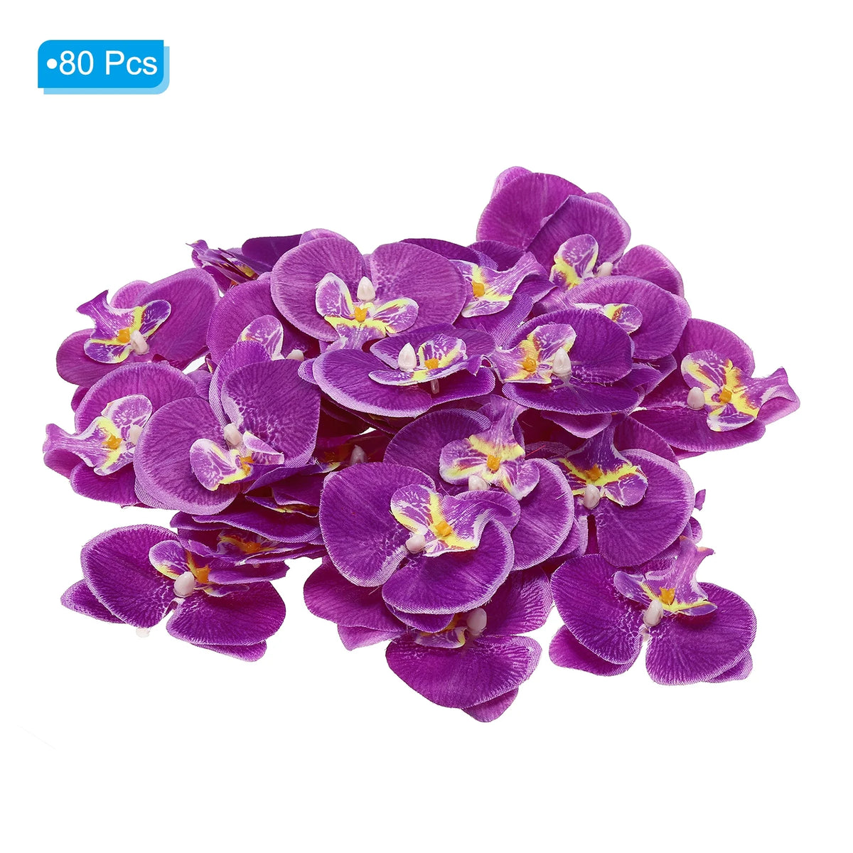 80Pack 2.8" Artificial Silk Butterfly Orchid Flower Heads Dark Purple M87926