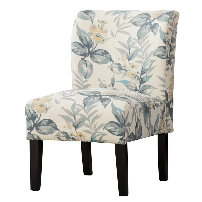 Blue Leaves Fabric Armless Accent Chair C674565