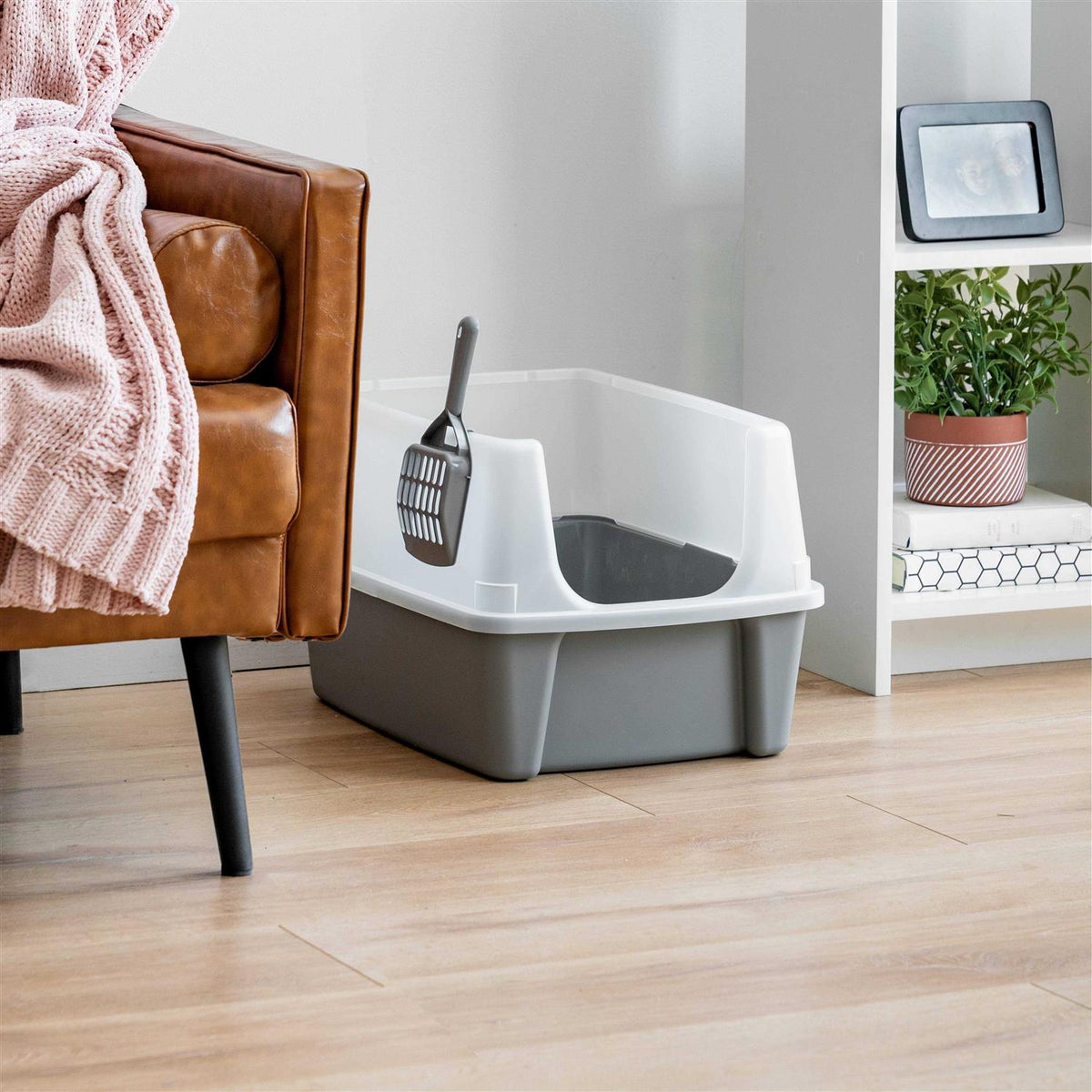 Open Top Cat Litter Box with Shield and Scoop K162619