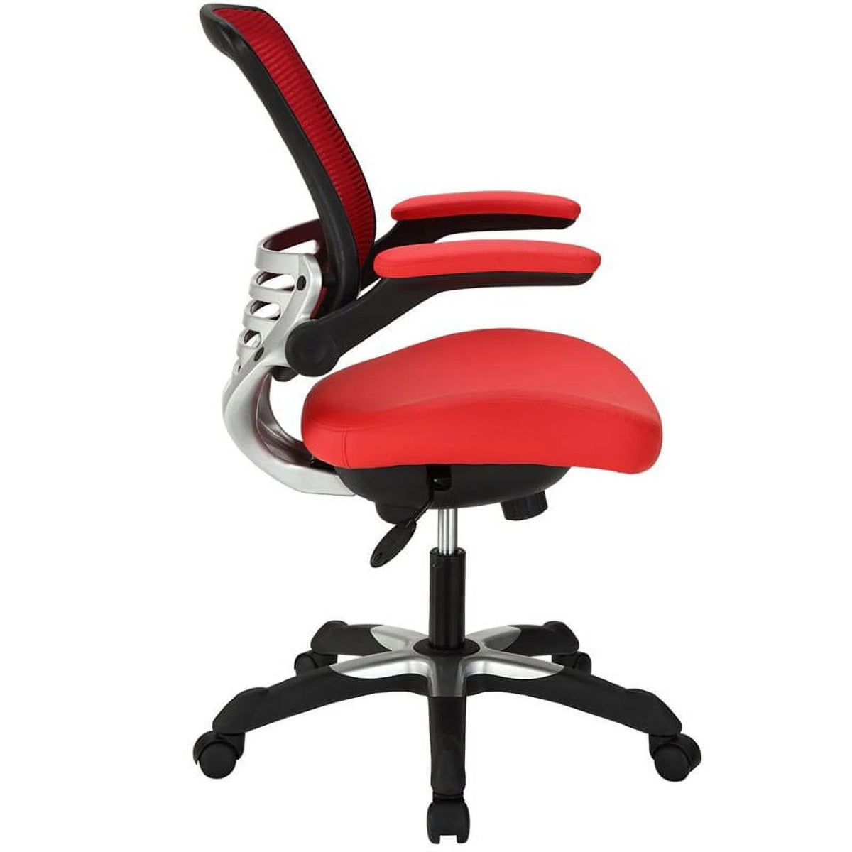 Red Faux Leather Mesh Office Chair Y4488