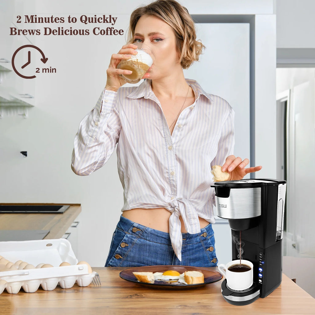 Black Single Serve Coffee Maker with 30 Oz Water Tank O280