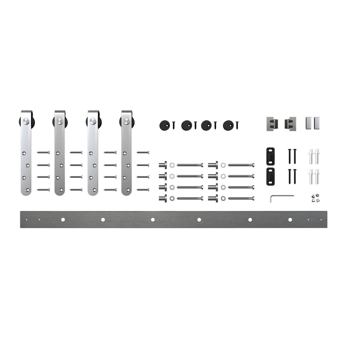Stainless Steel 60 in. Sliding Double Barn Door Hardware Kit S2702