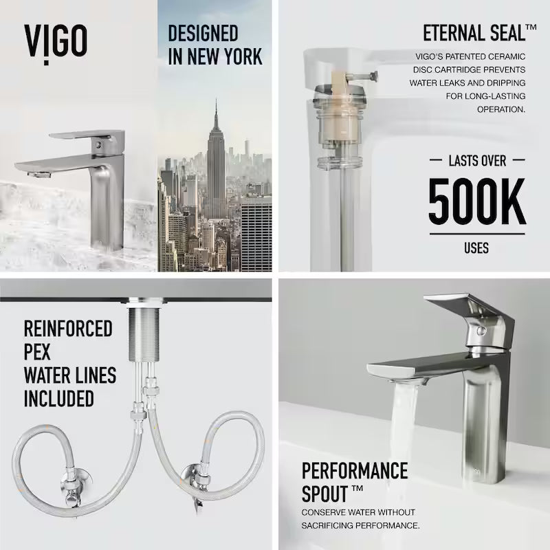 Single Handle Brushed Nickel Bathroom Faucet S356