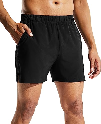 Men's 5 Inch Running Athletic Shorts with Pockets Quick Dry Lightweight Elastic Waist E859394