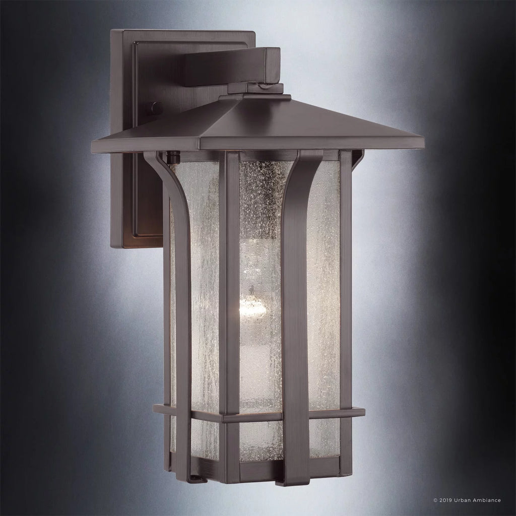 13''H x 7''W Olde Bronze Glass Outdoor Wall Sconce D86998