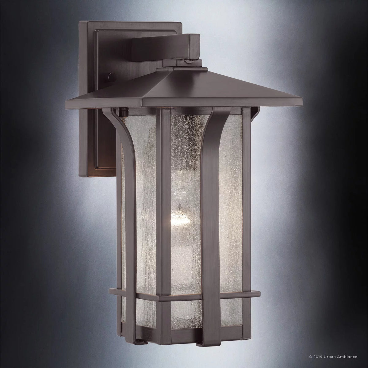 13''H x 7''W Olde Bronze Glass Outdoor Wall Sconce D86998