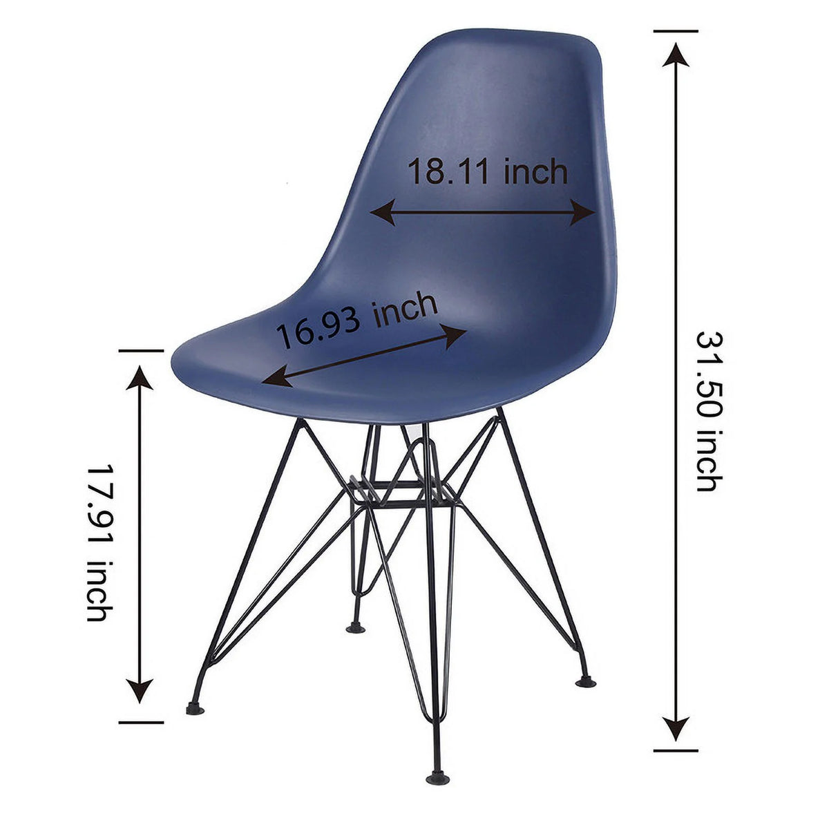 Blue Plastic Modern Dining Chairs Set of 4 B817551