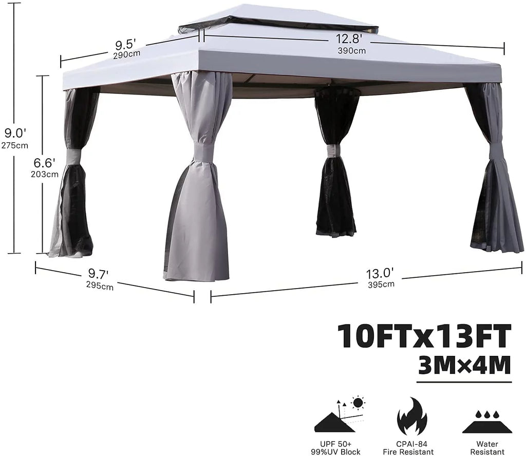 10x10 Ft Patio Gazebo with Mesh Netting Z831644