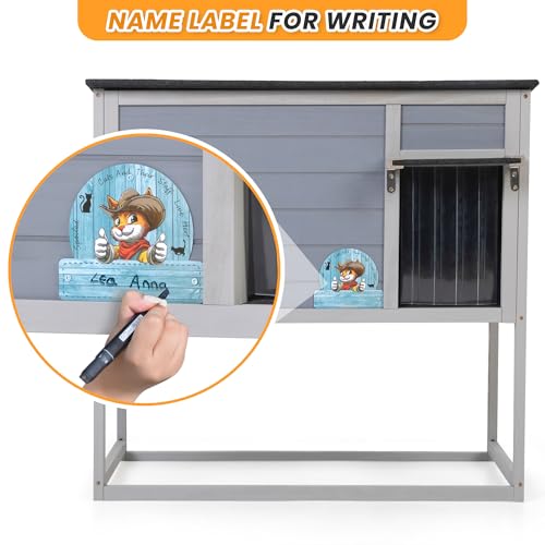 Weatherproof Insulated Outdoor Cat House with PVC Curtain W216864