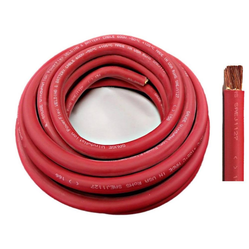 50 Feet Red Pure Copper Flexible Welding Cable Wire S66386