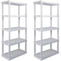 5 Shelf Plastic Shelving, 2 Pack, White, 750 lbs Capacity V307255