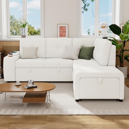 Reversible Sleeper Sectional Sofa with Storage Chaise O347