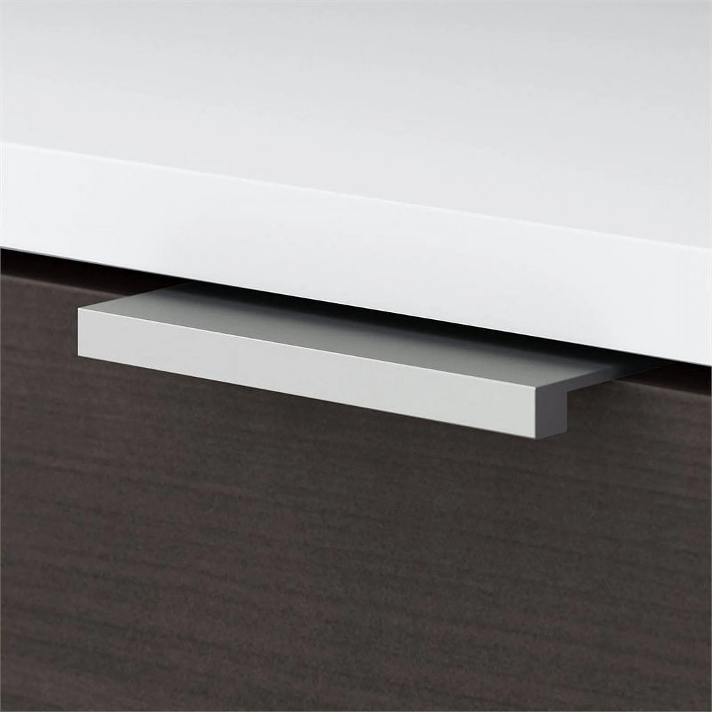 72" L Shaped Desk in White and Storm Gray H8095