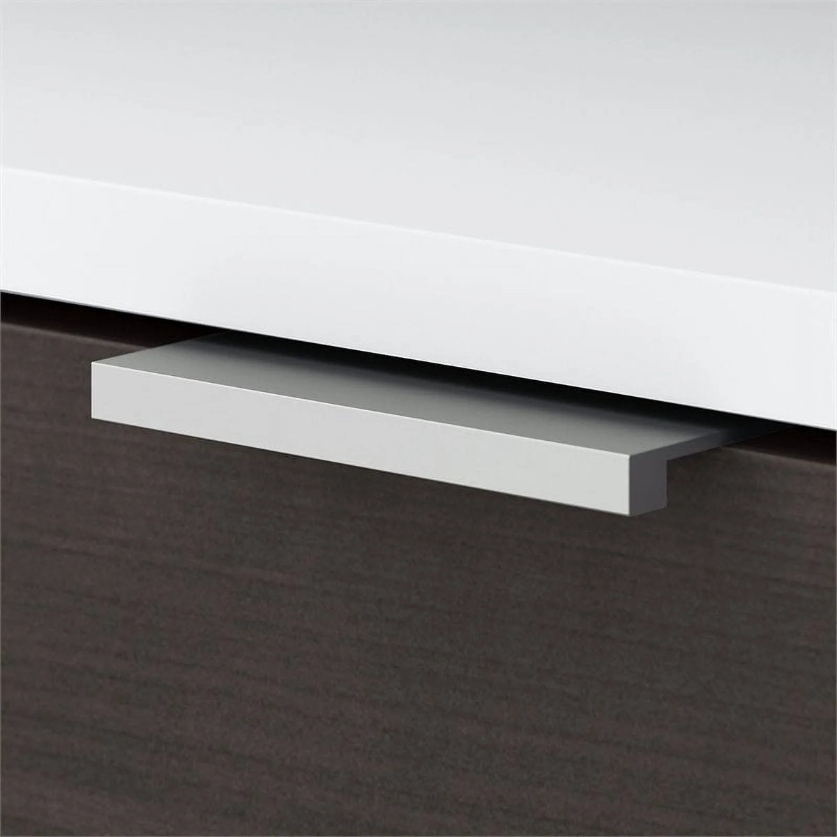 72" L Shaped Desk in White and Storm Gray H8095