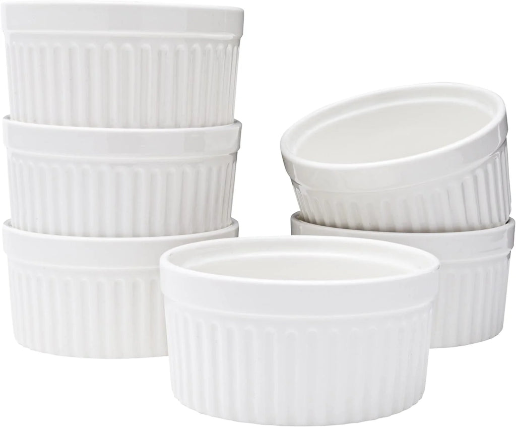 White Set Of 6 Porcelain Ramekins W873703