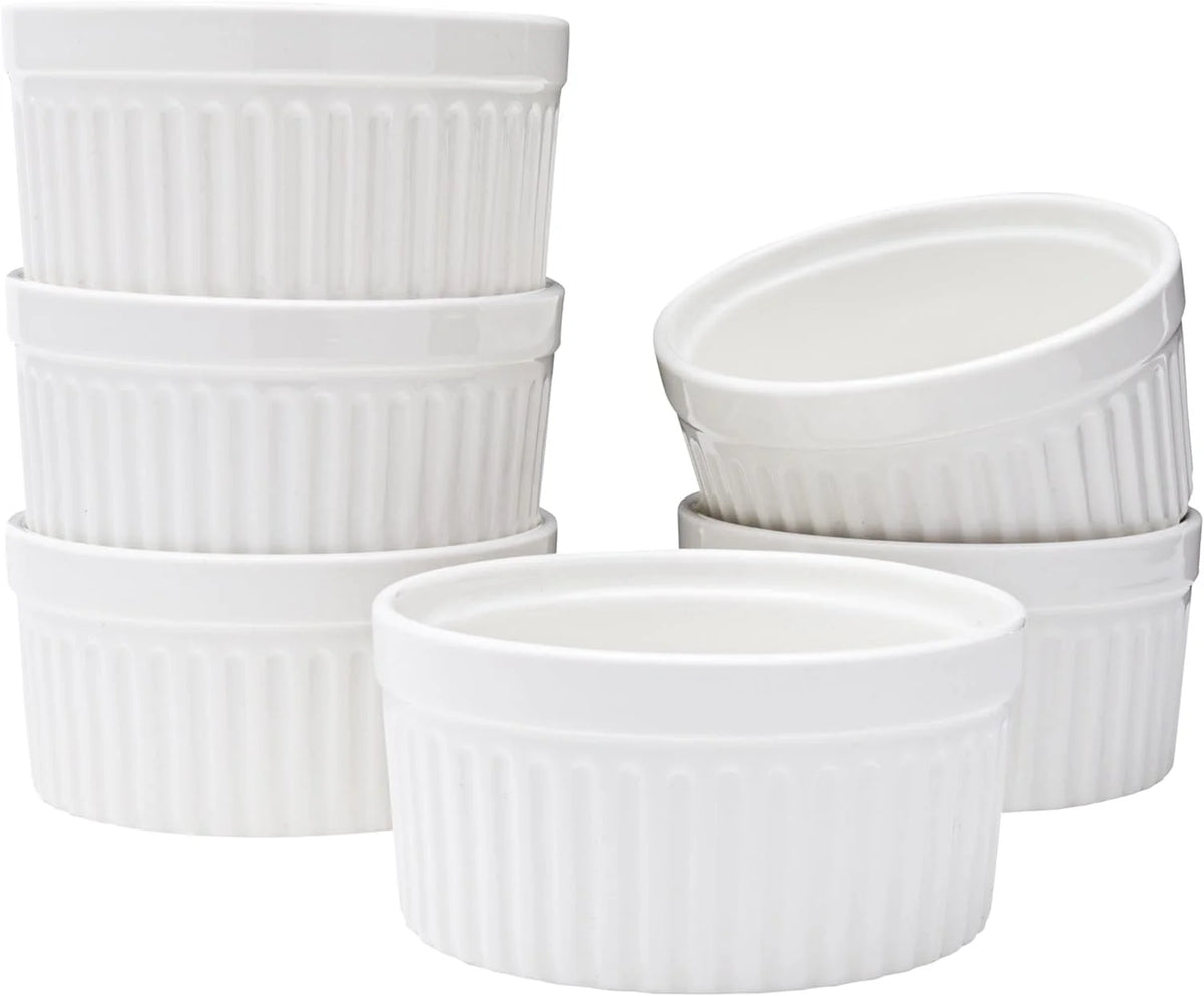 White Set Of 6 Porcelain Ramekins W873703