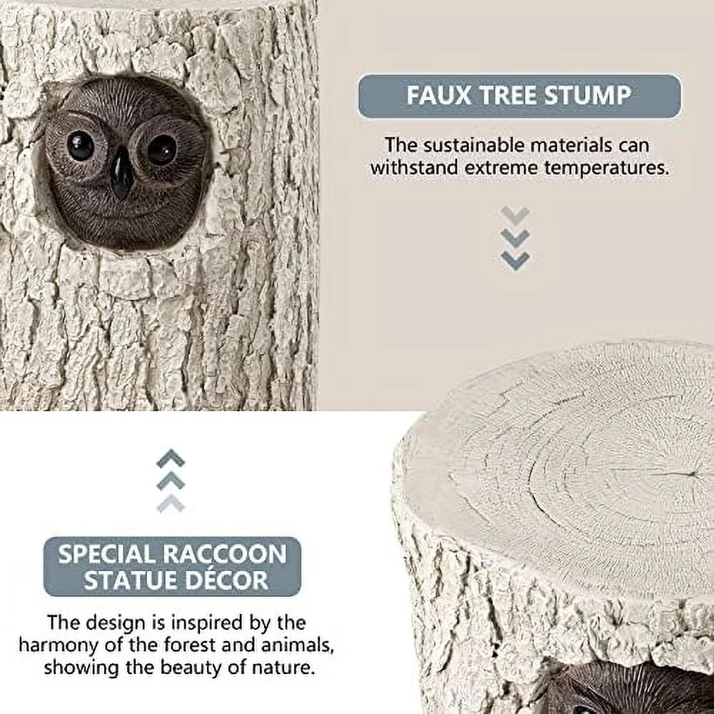 Antique Beige Faux Wood Stump Stool Z912259