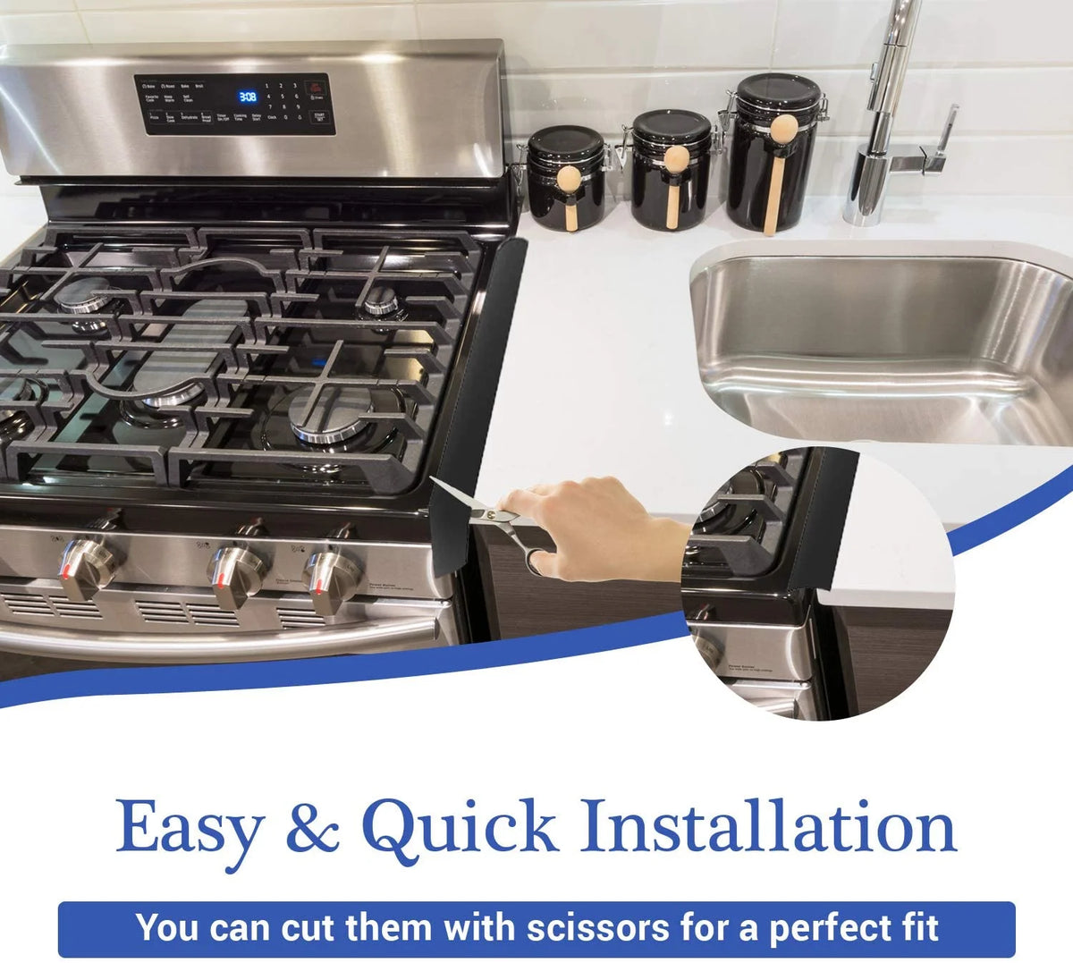 Silicone Stove Gap Covers (2 Pack, 21 Inches, Black) A548764