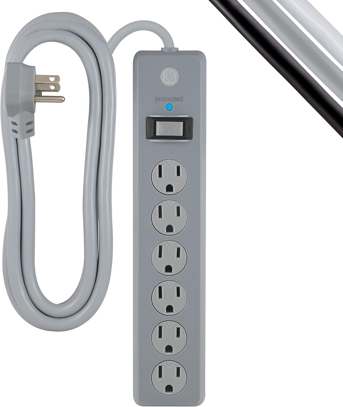 6-Outlet Surge Protector Power Strip, 20 Ft Extension Cord, White, 2 Pack H71564