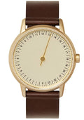 Dark Brown Leather Gold Case Watch X915