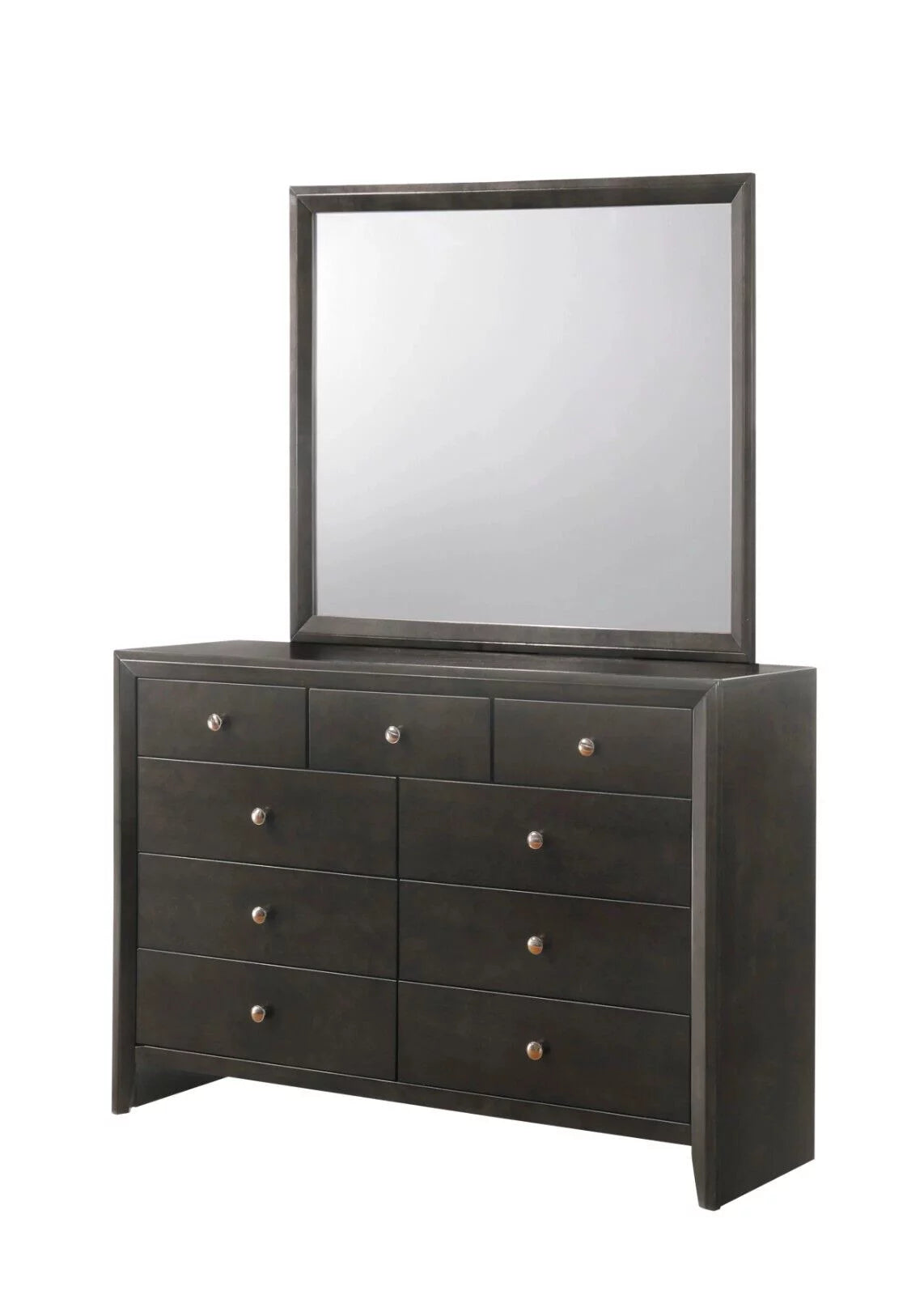 Gray 5pc Wood Bedroom Set with Dresser Mirror Nightstands A5851