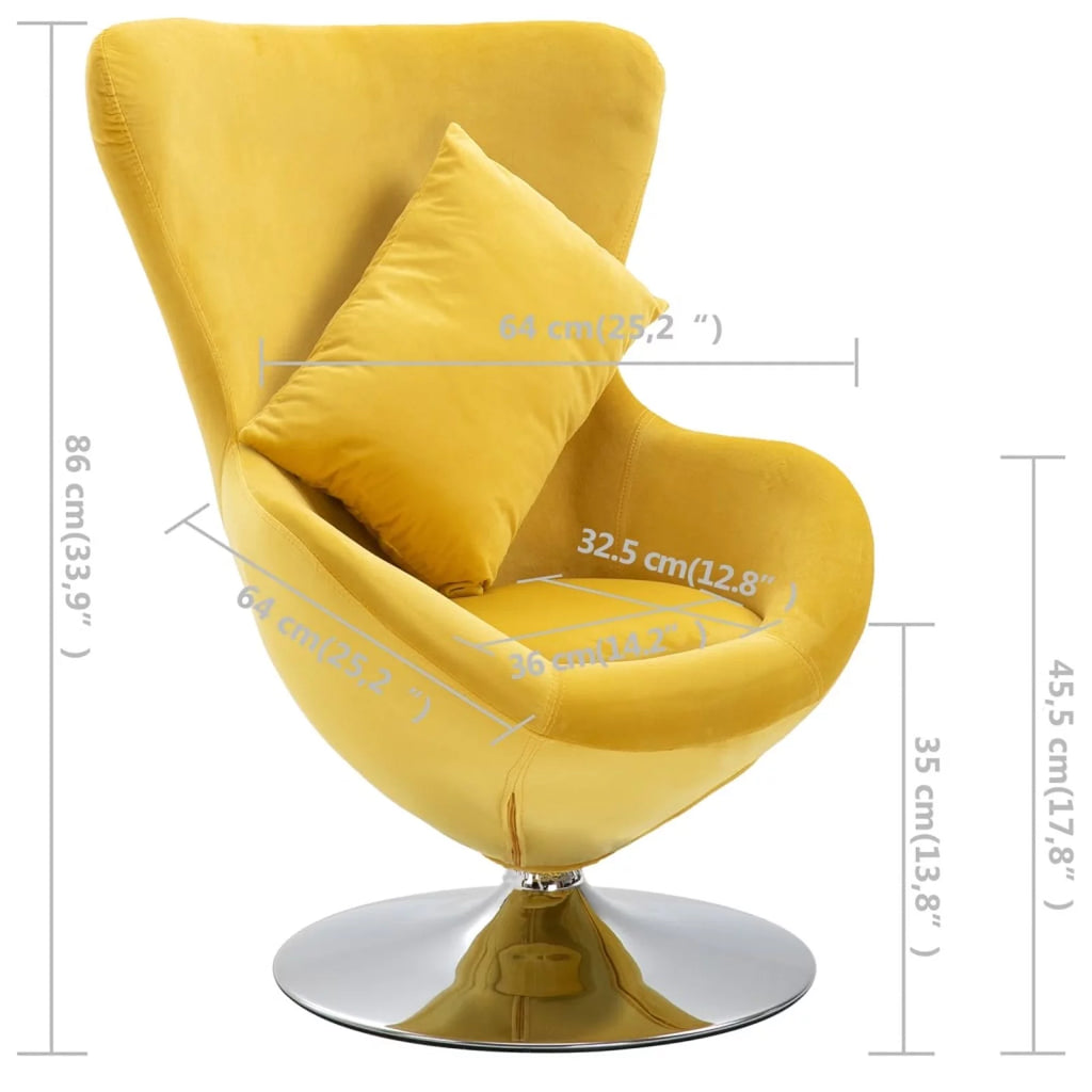 Swivel Egg Chair with Cushion Yellow R56586