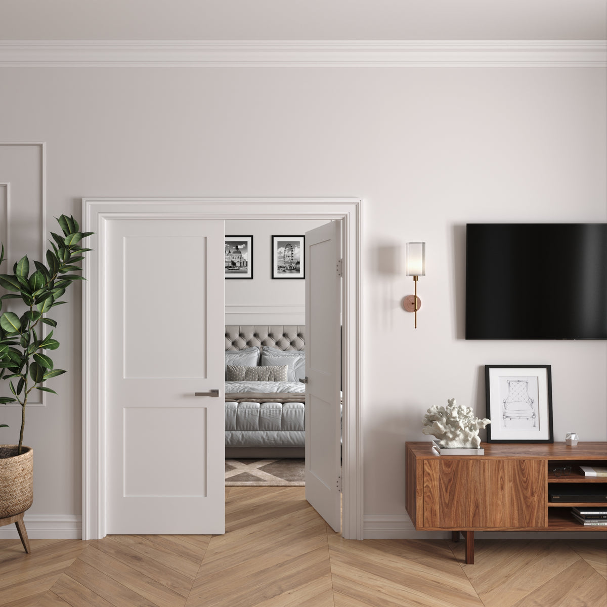 Solid Core Double Prehung French Door with Oil Rubbed Bronze Hinges R610