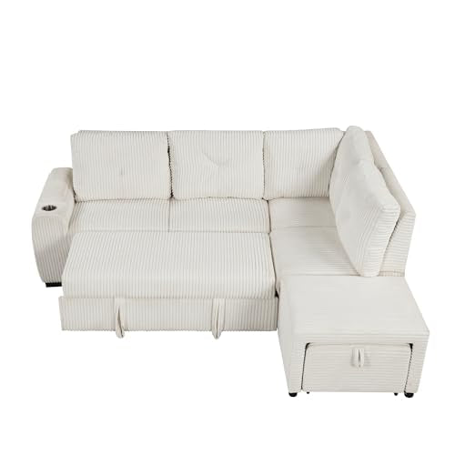 Reversible Sleeper Sectional Sofa with Storage Chaise O347