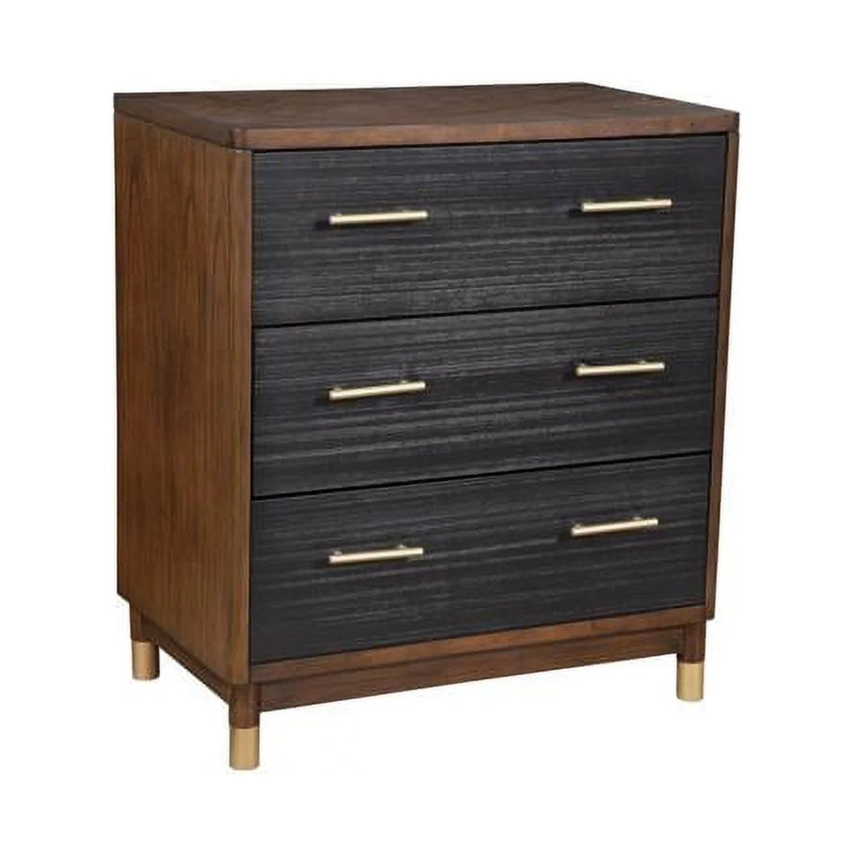 Two Tone 3 Drawer Small Chest, Dark Walnut & Black R3133