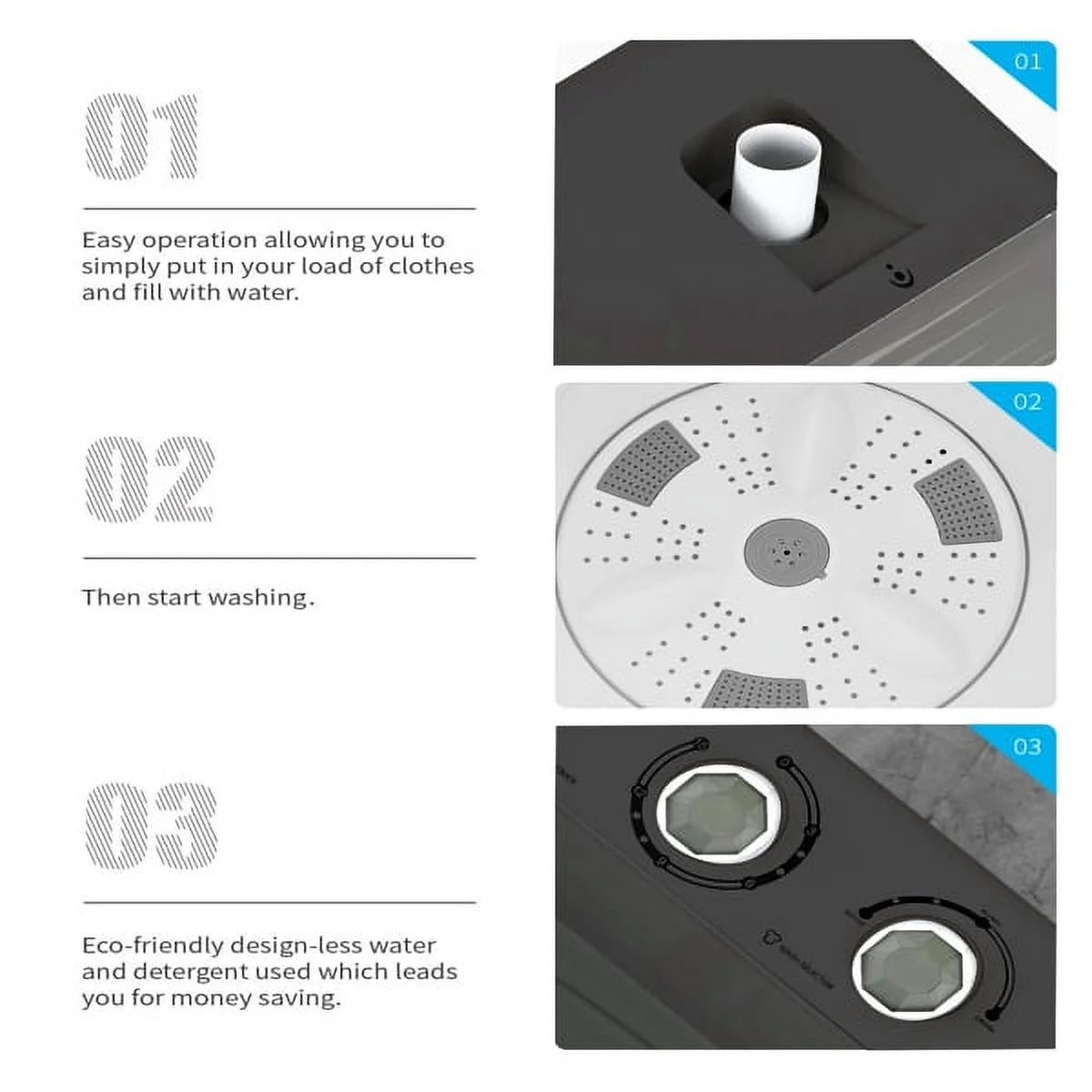 26lbs Semi-Automatic Washing Machine with Drain Pump D346
