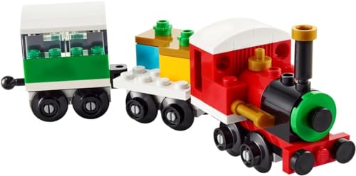 Winter Holiday Christmas Train with Locomotive, Flatbed Wagon, and Carriage (73 Pieces) K15826