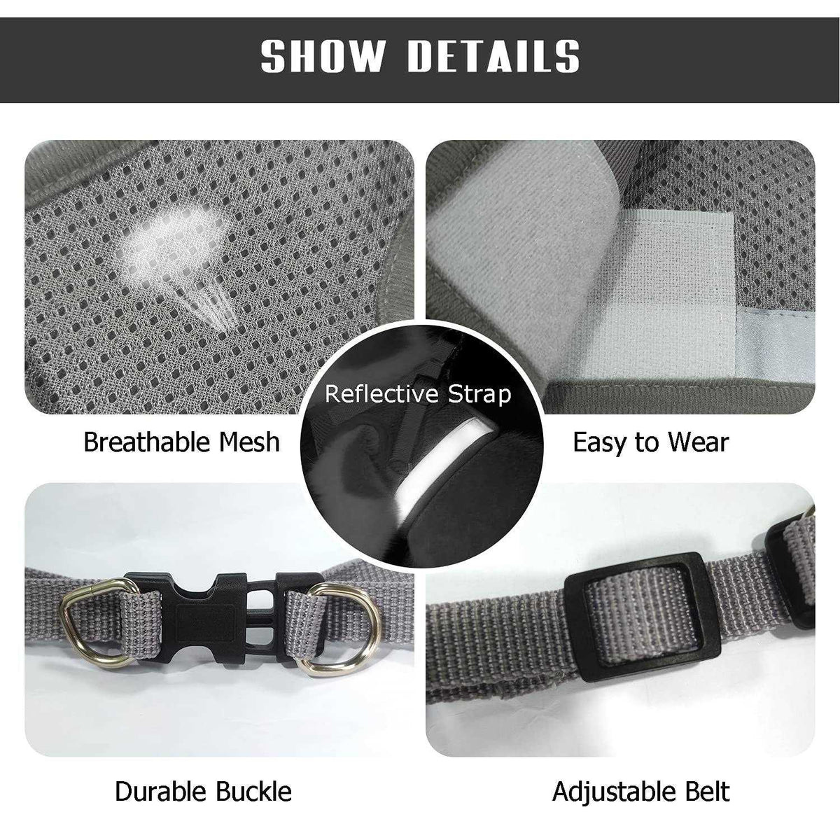 No-Pull Soft Mesh Reflective Adjustable Dog Harness and Leash Set X6595