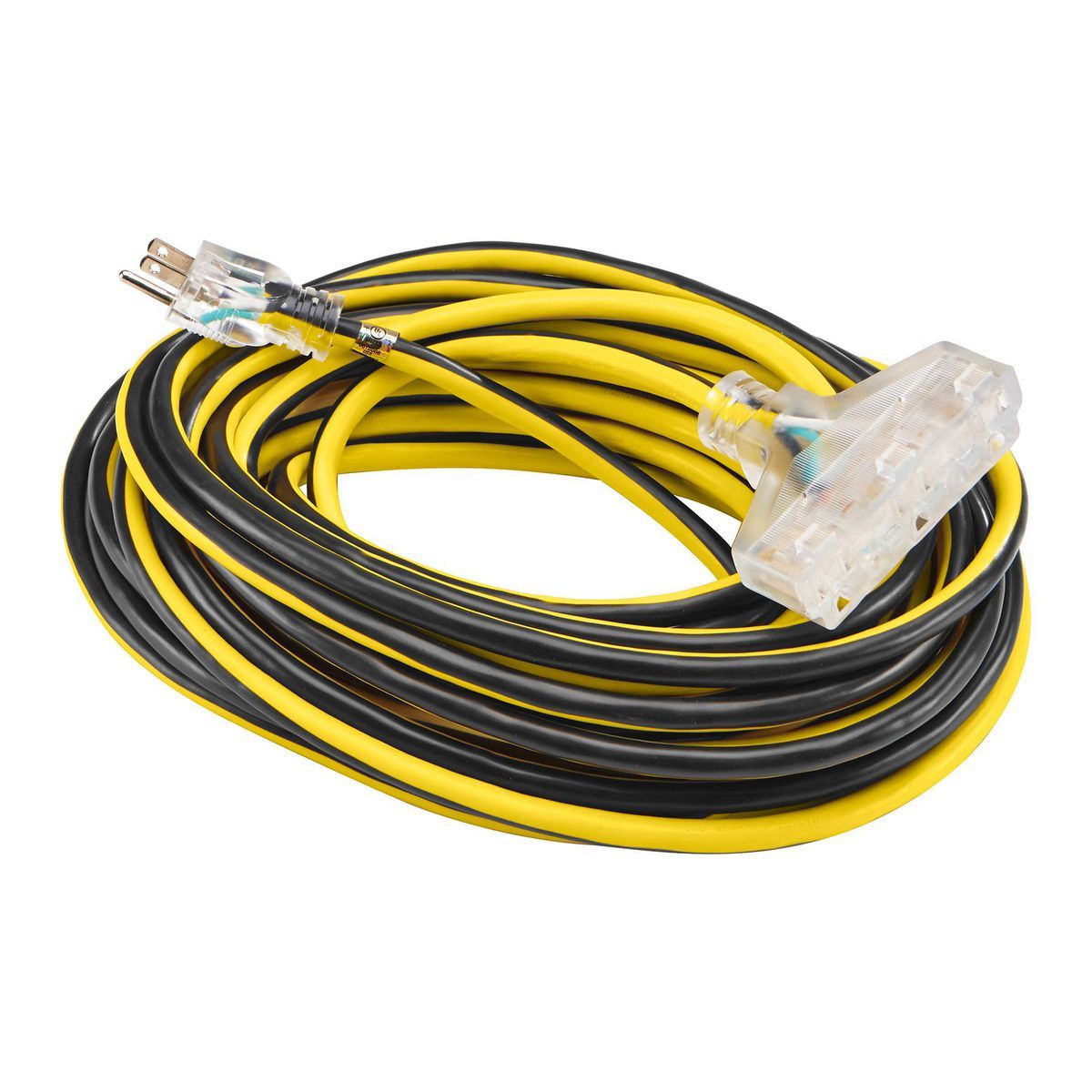 50 ft. 12/3 Gauge Multiple Outlet Extension Cord with Indicator Light, Yellow, Black L72231