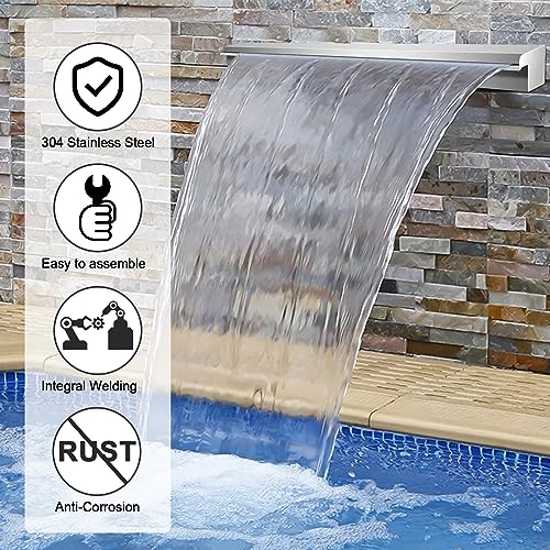 Stainless Steel Rectangular Pool Waterfall Spillway 17.7 Inch N70816