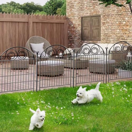 Black Metal 12 Panels 40 in Tall Garden Animal Barrier Fence With Gate W920