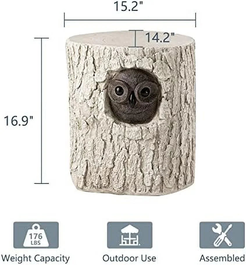Antique Beige Faux Wood Stump Stool Z912259