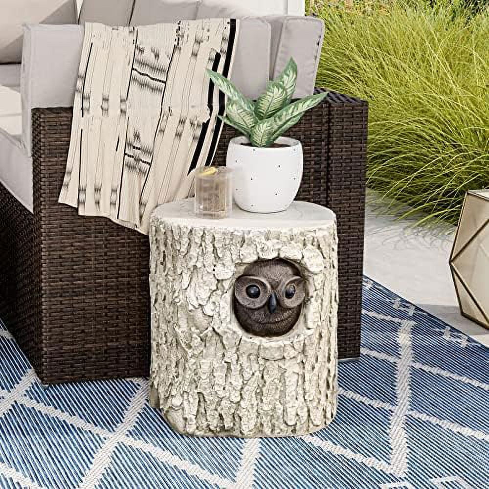 Antique Beige Faux Wood Stump Stool Z912259